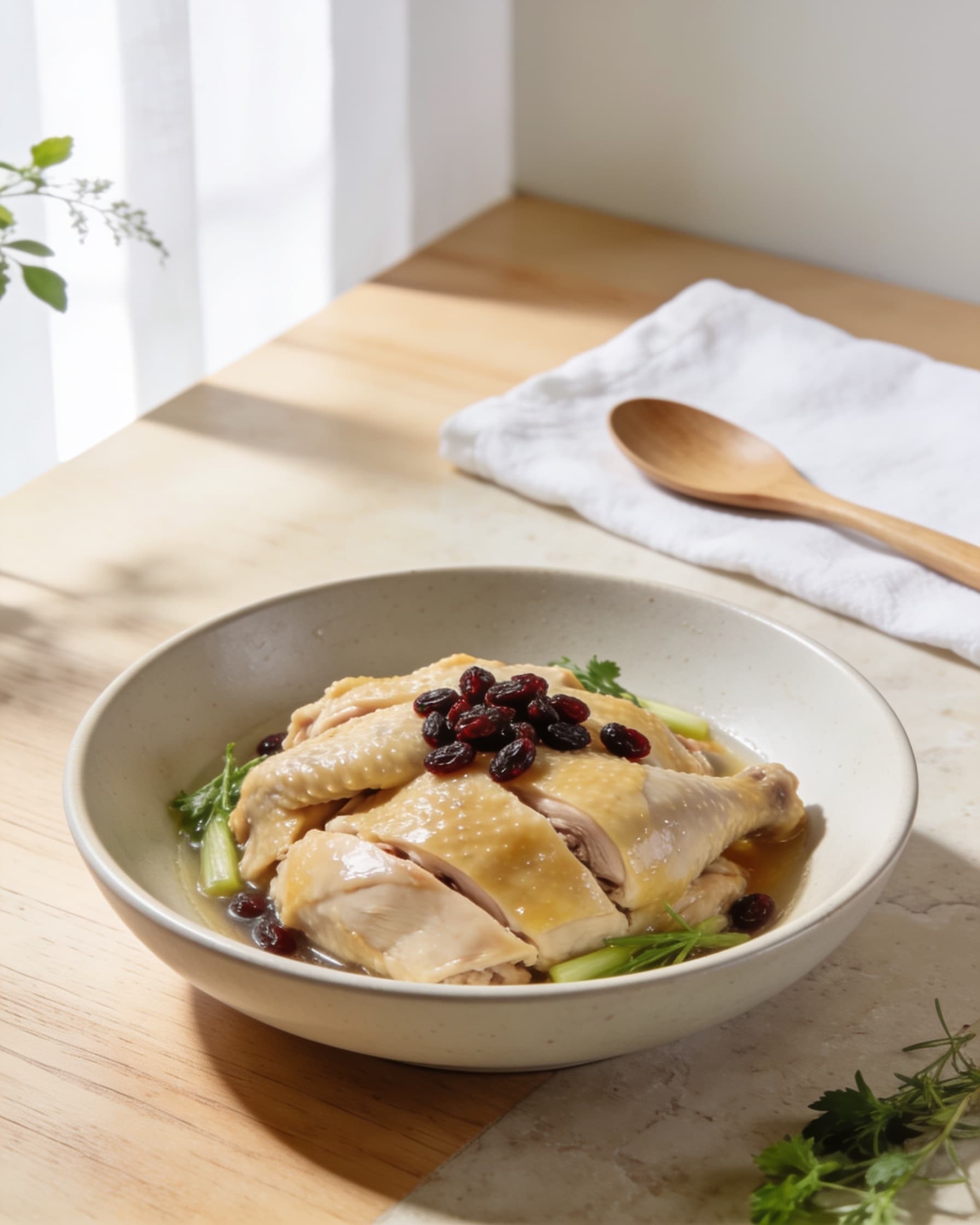 Steamed Chicken with Wolfberry
