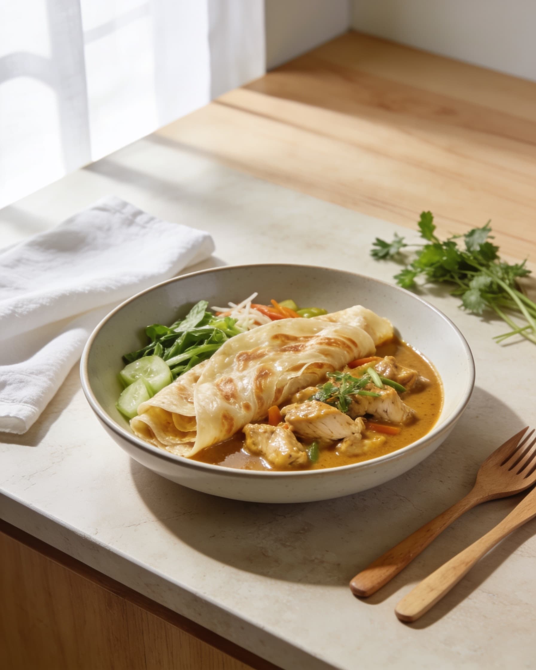 Roti Jala with Chicken Curry (lean)