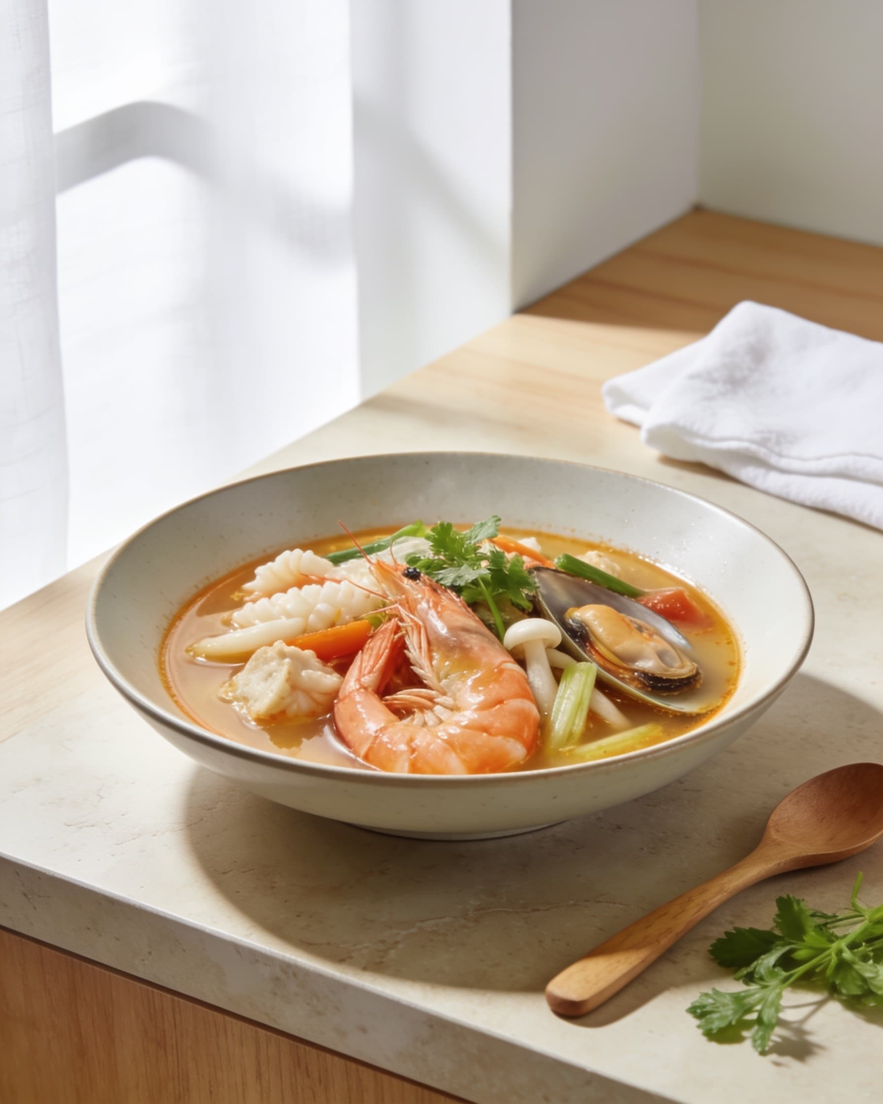 Tom Yam Seafood (clear, lean)