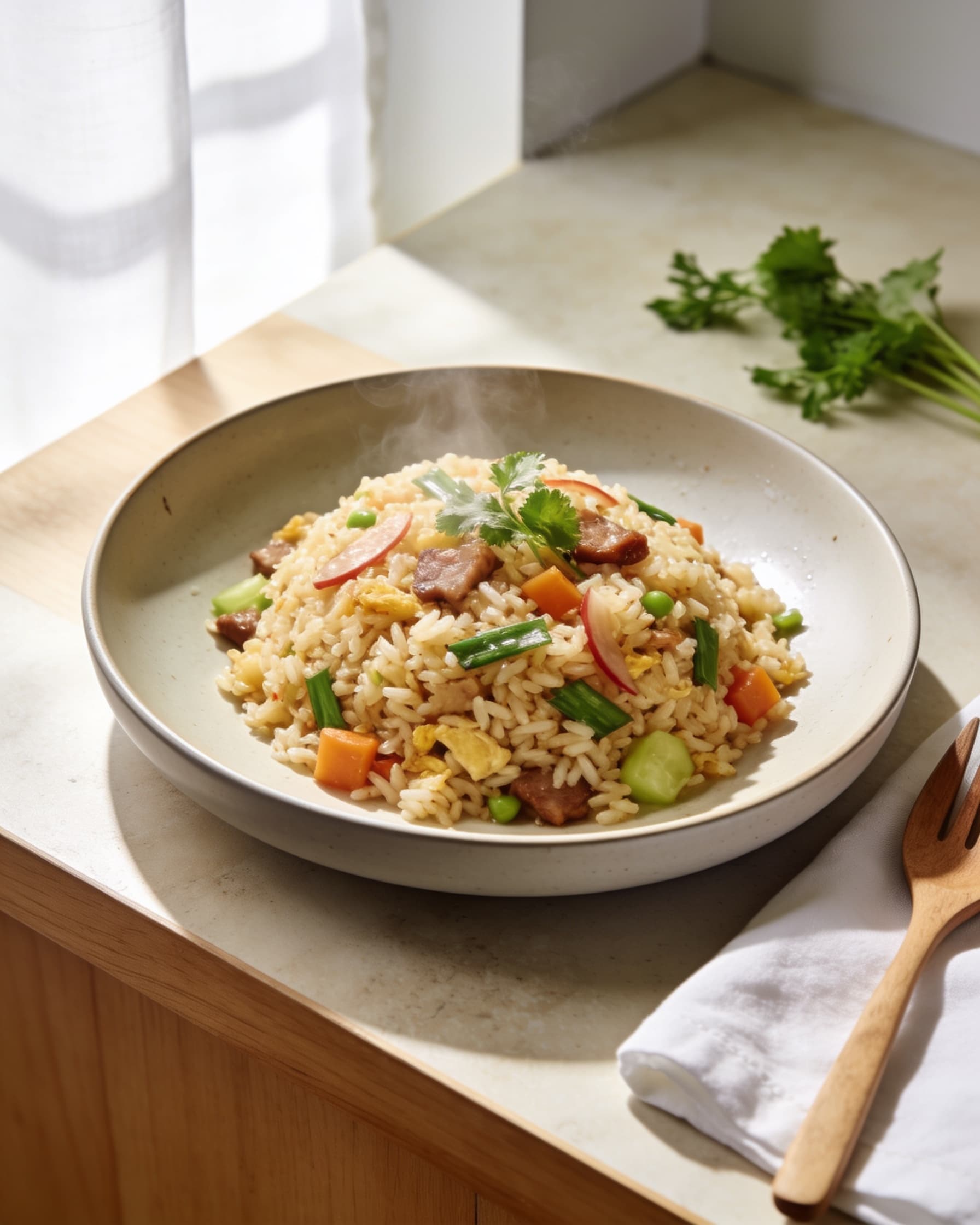 Wok-Hei Kampung Fried Rice, Lightened