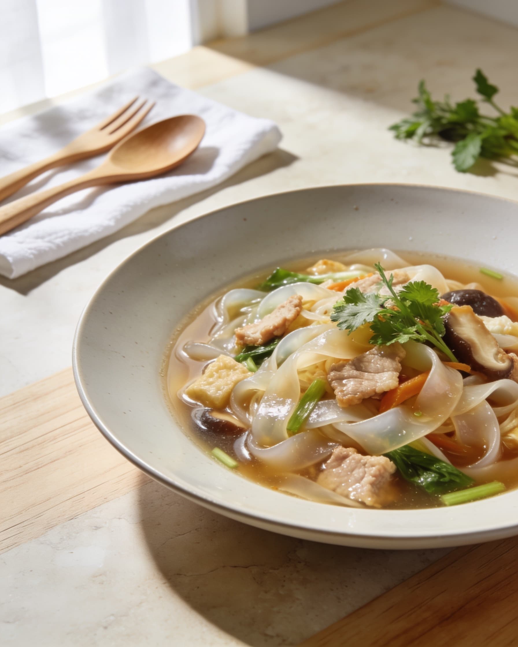 Kuey Teow Th'ng (clear noodle soup)