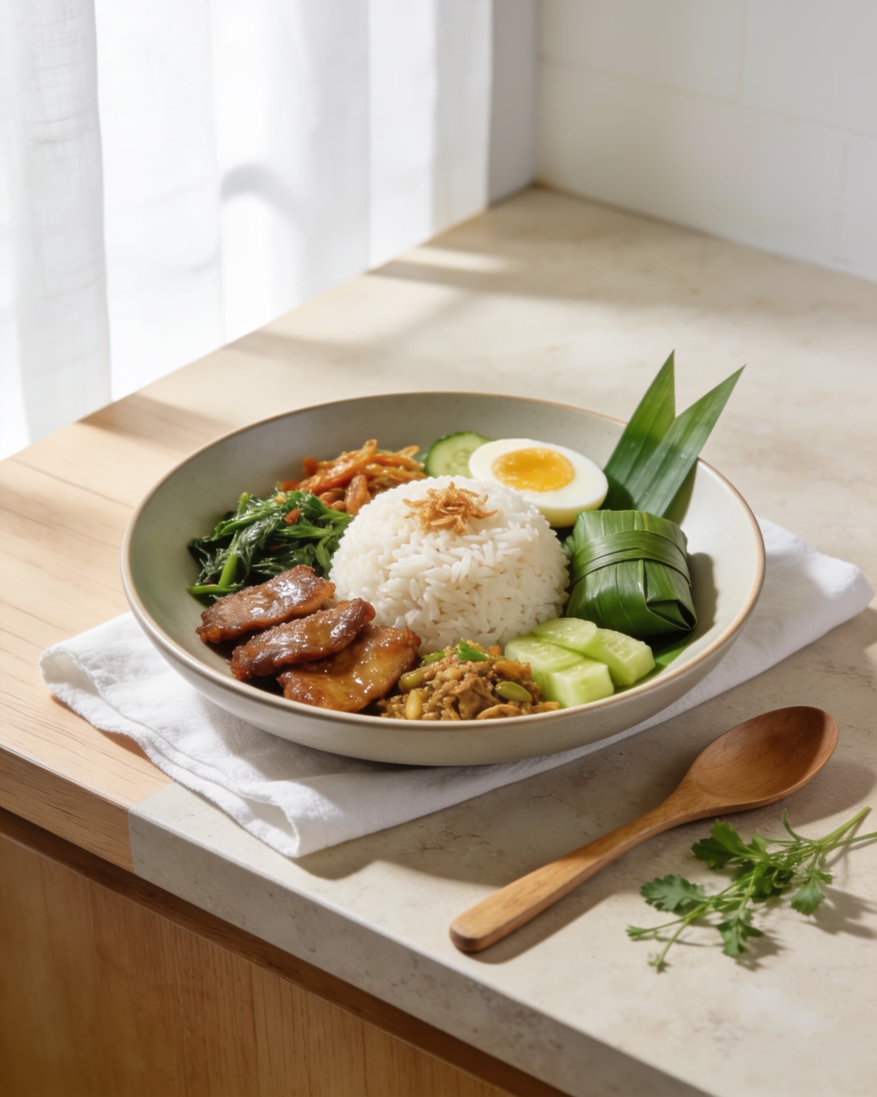 Pandan-Coconut Lean Nasi Lemak