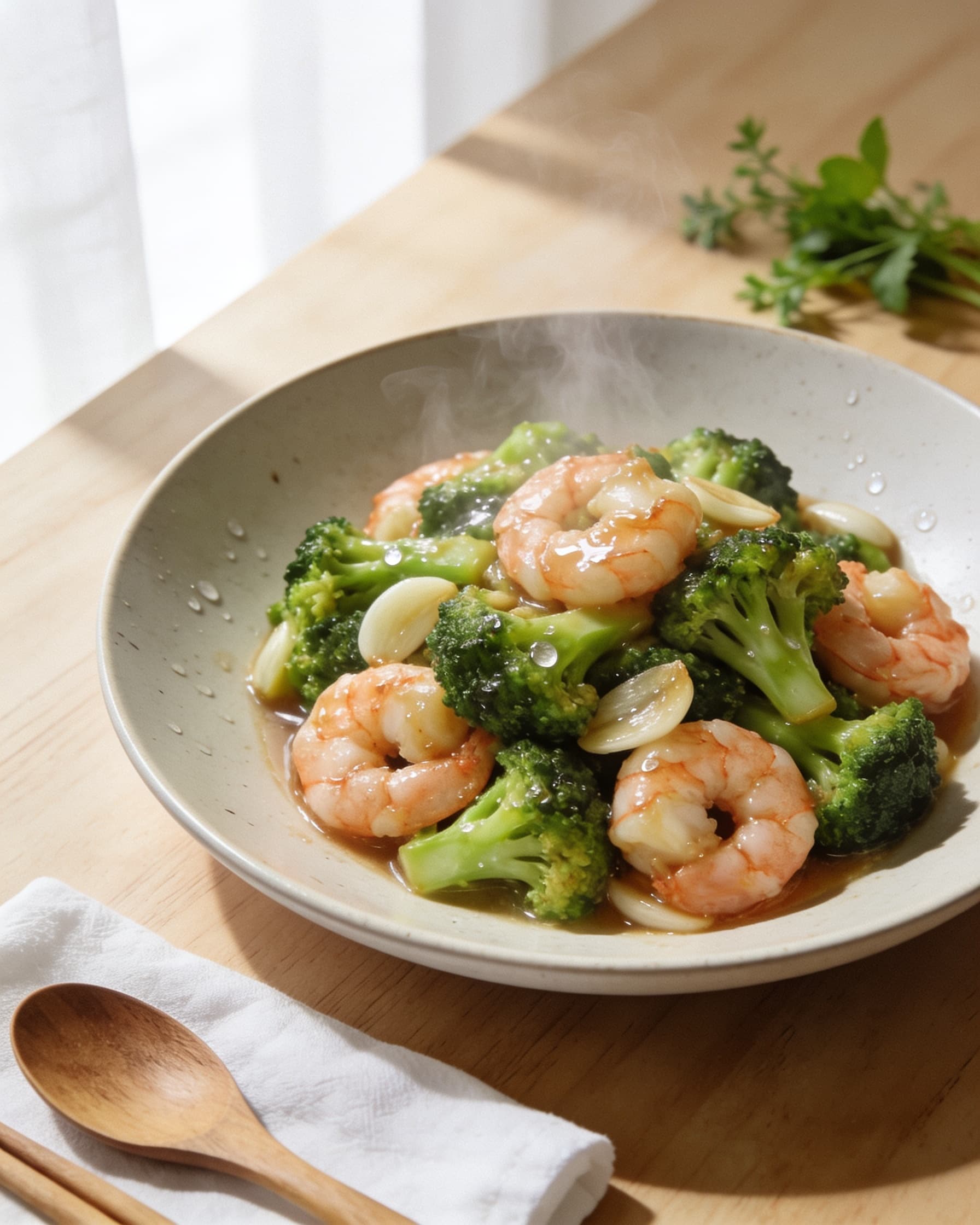 Stir-Fry Broccoli Garlic Prawn