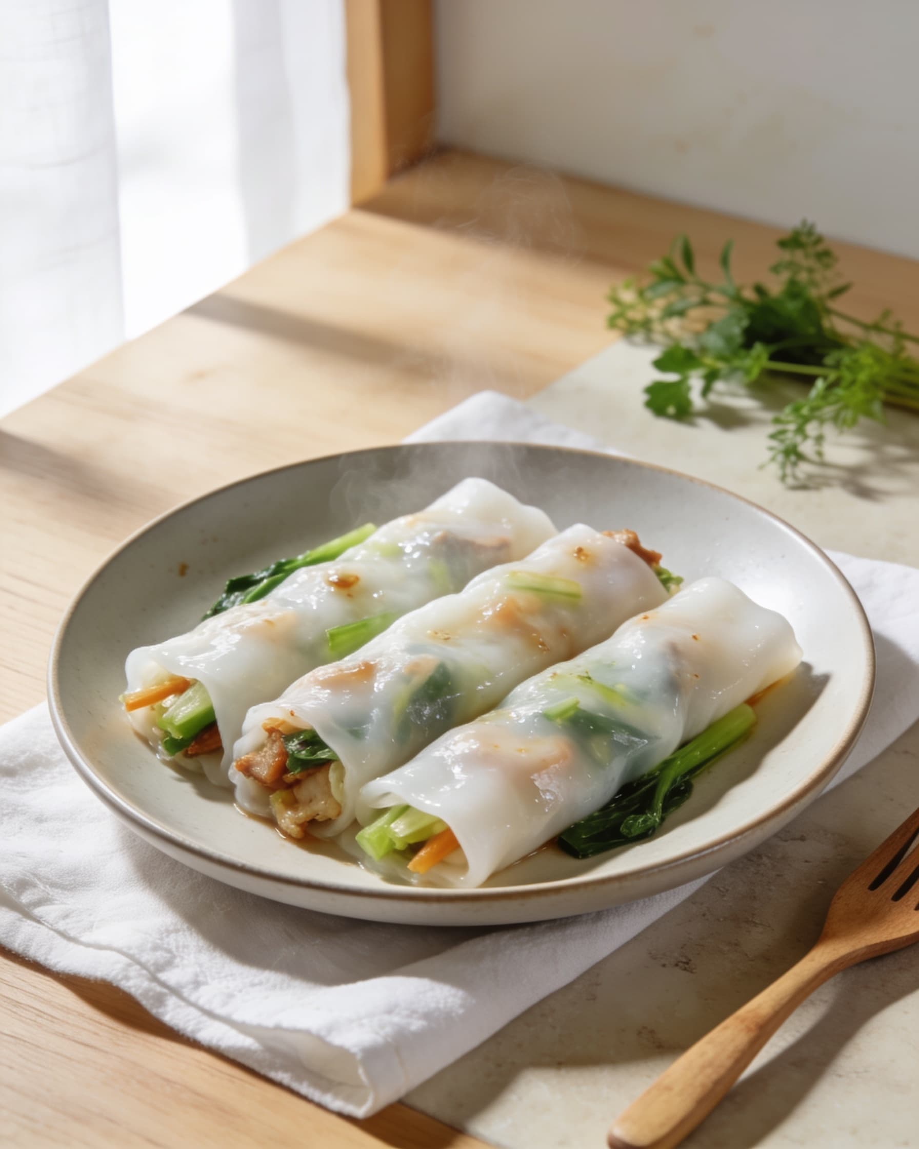 Chee Cheong Fun (steamed rice rolls)
