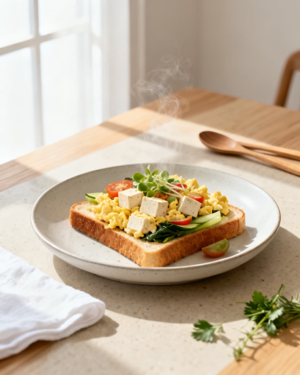Silky Tofu-Egg Scramble Toast